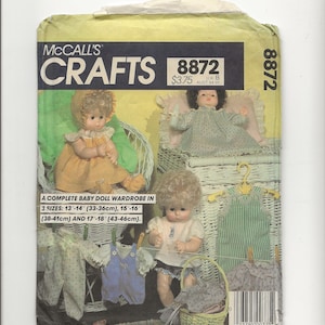 McCalls 8872 Medium Vintage Crafts Baby Doll Clothes Pattern PDF image 1