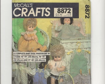 McCalls 8872 Medium Vintage Crafts Baby Doll Clothes Pattern PDF