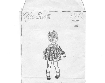 1975 Velvet Dress Rare Original Vintage Doll Clothing Pattern PDF Download