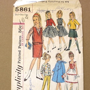 Vintage Doll Pattern fits 9&quot; Dolls Such As Skipper, Also Modern Petite Barbies