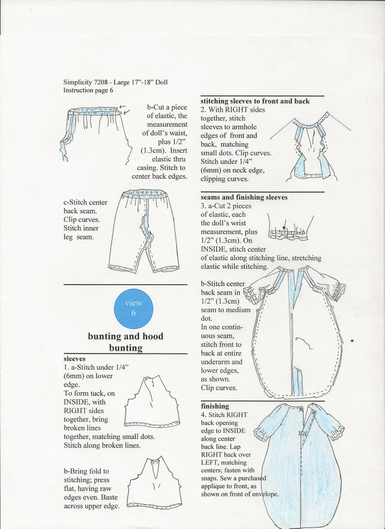 Vintage Large Size Baby Doll Pattern Easy to Read 12 Pt Font Directions ...