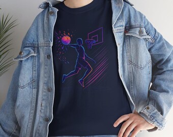 Basketball Slam Dunk Graphic Tee, Unisex Heavy Cotton Athletic Shirt