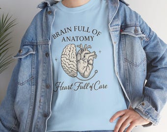 Anatomy Heart Brain Science T-shirt unisexe en coton épais, cadeau biologie pour étudiant en médecine