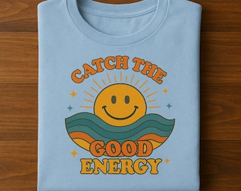 Retro Smiley Sun T-Shirt | Groovy Positive Vibes Graphic Tee