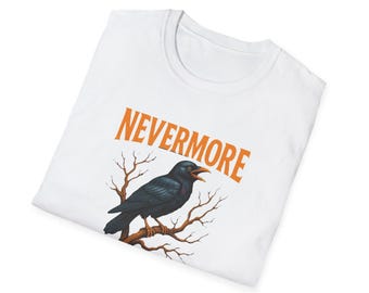 Nevermore Raven-T-shirt, literaire gotische top van Edgar Allan Poe