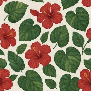 Archivo sin costuras de flores y hojas hawaianas