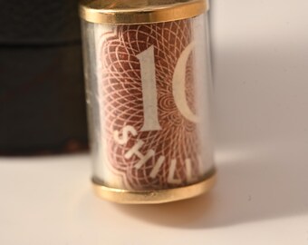 Vintage 10-shilling-seddelhänge, nyhet i guld 9 karat engelsk smyckesberlock