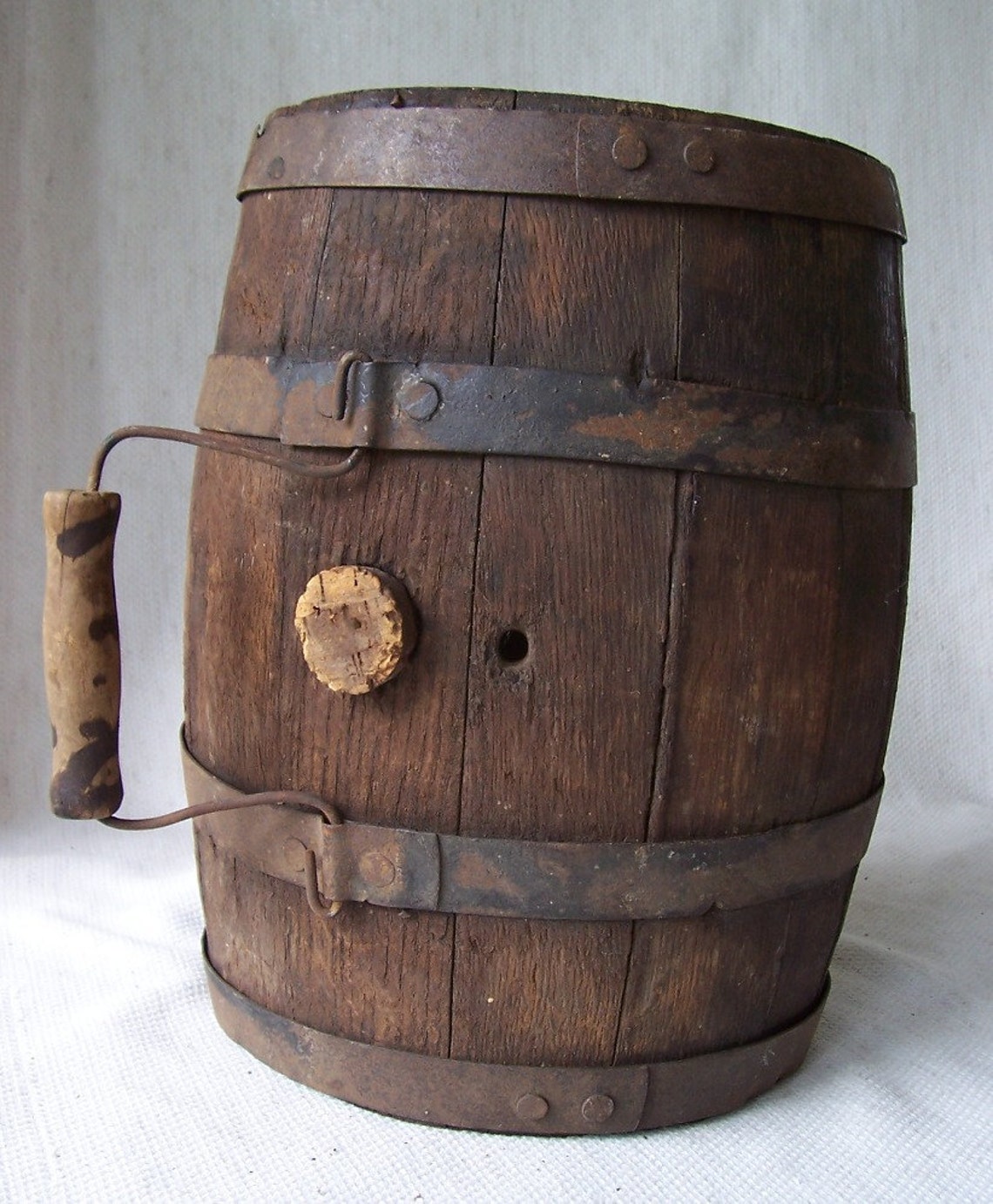 Vintage mini wood barrel keg with handle Etsy