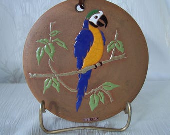 Vintage stoneware hot pad Brasil.  B899-1.