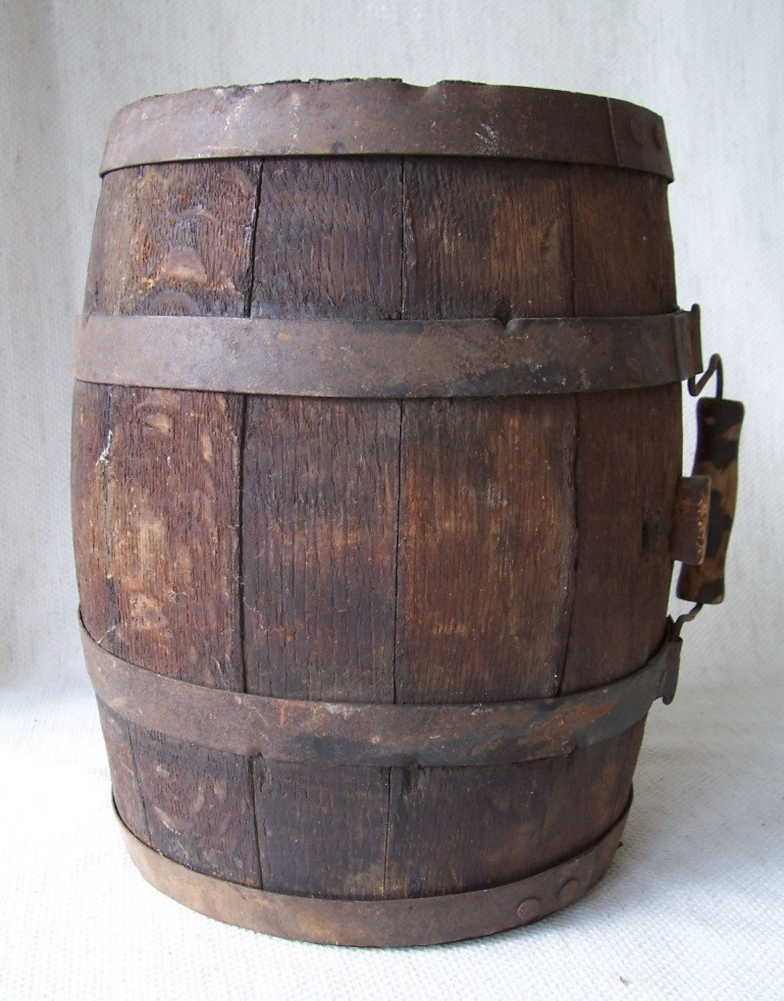 Vintage mini wood barrel keg with handle Etsy