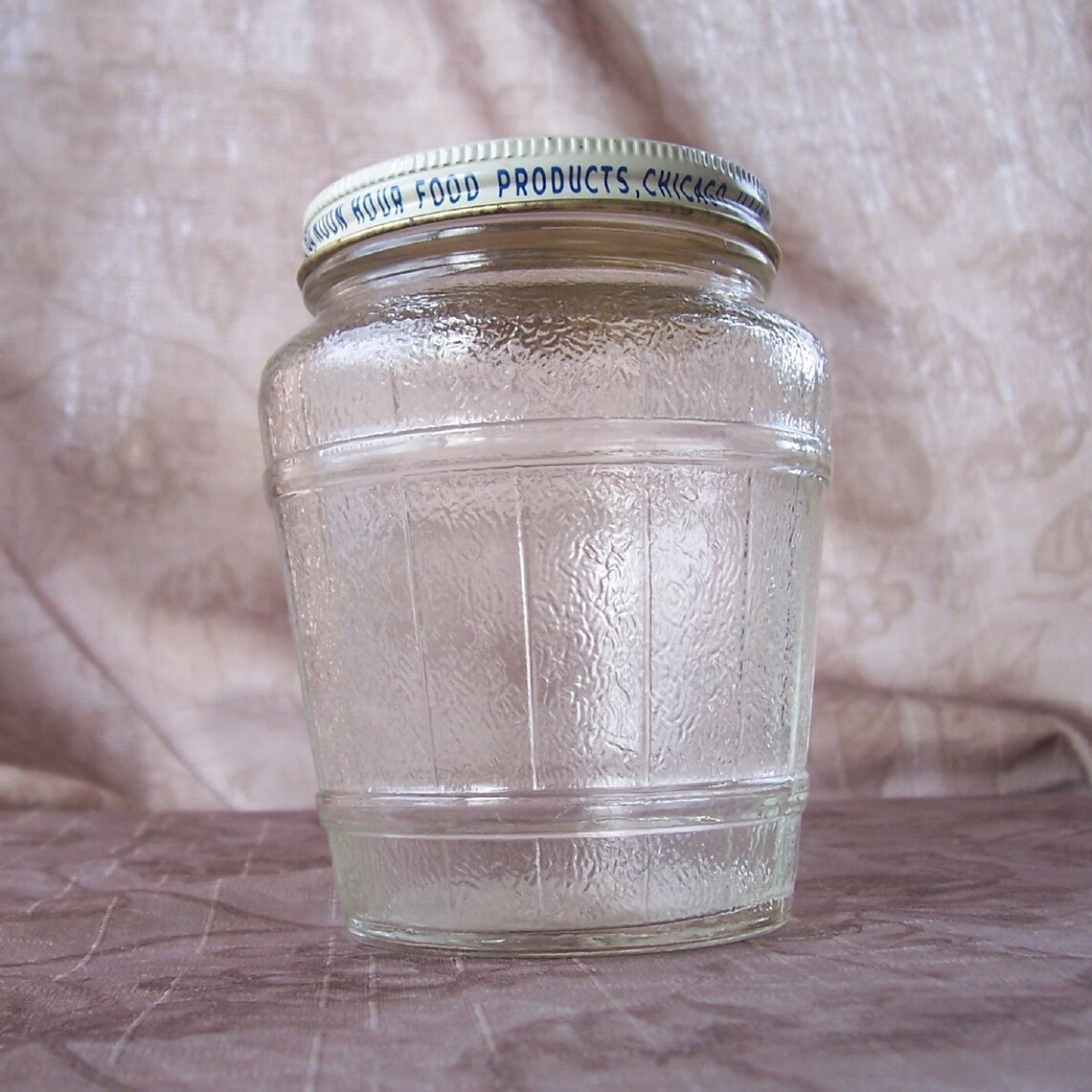 Vintage Noon Hour herring textured barrel jar kitchen storage. Etsy