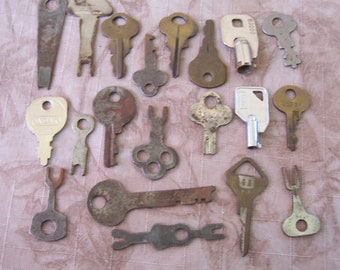 Group of 20 old oddball keys assorted patinas and ages.  Set EEE. T716-0.