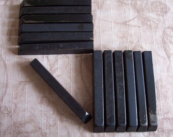 Vintage group of 13 black piano keys salvaged from an 1890s upright piano.  T543-CCC.