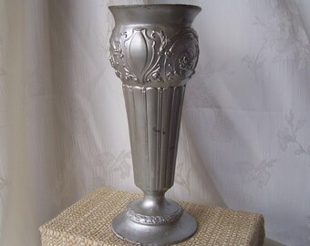 Vintage heavy metal vase glass insert. AAA.  B875-2.
