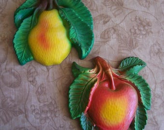Vintage plaster wall art fruit.  Miller Studios 1967. B155-1.