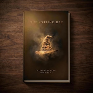 May include: A brown hardcover book titled THE SORTING HAT with the subtitle A THOUSAND MINDS ONE CHOICE. The cover features a central illustration of a weathered, pointed brown hat surrounded by a dark, smoky, and ethereal mist effect.