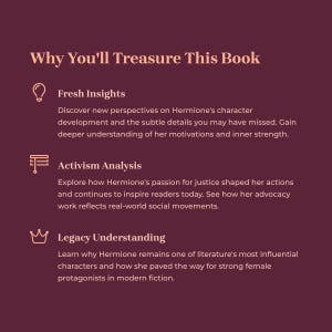 May include: A maroon graphic with the text "Why You'll Treasure This Book." The text is followed by three sections: "Fresh Insights," "Activism Analysis," and "Legacy Understanding," each with a brief description of the book's content.