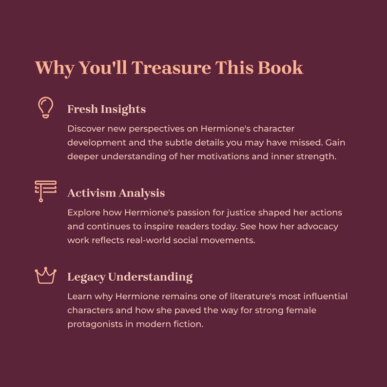 May include: A maroon graphic with the text "Why You'll Treasure This Book." The text is followed by three sections: "Fresh Insights," "Activism Analysis," and "Legacy Understanding," each with a brief description of the book's content.
