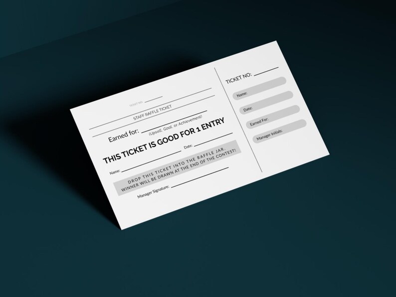 All Staff Raffles Printable Staff Raffle Ticket Template for Workplace Incentives Program ...