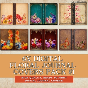Floral Journal Covers #1: Printable DIY Scrapbook Paper (Digital Download, 6x, US Letter Size)