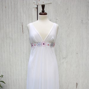 MICHAEL White Size 36 Chiffon Nightgown with Orange Trim Vintage Lingerie 1960s ST