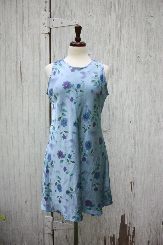 satin floral mini dress