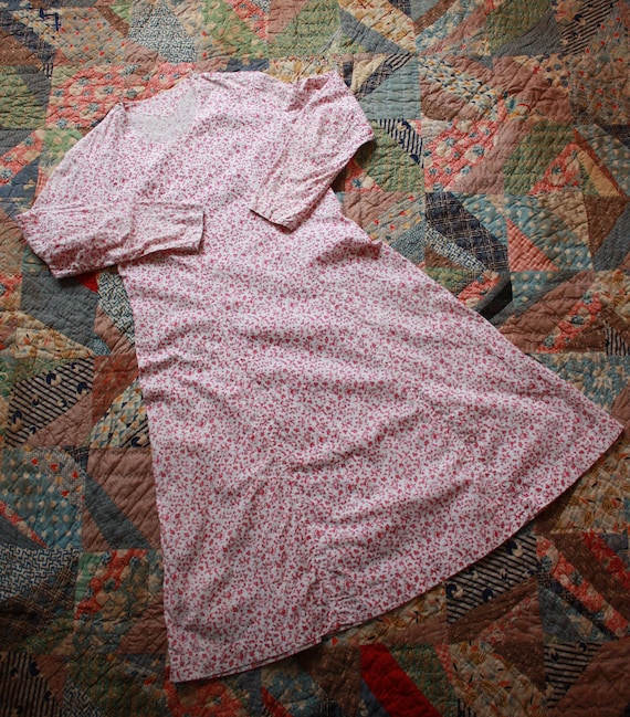 30s Feed Sack Chore Dress Cotton Floral Long Sleev