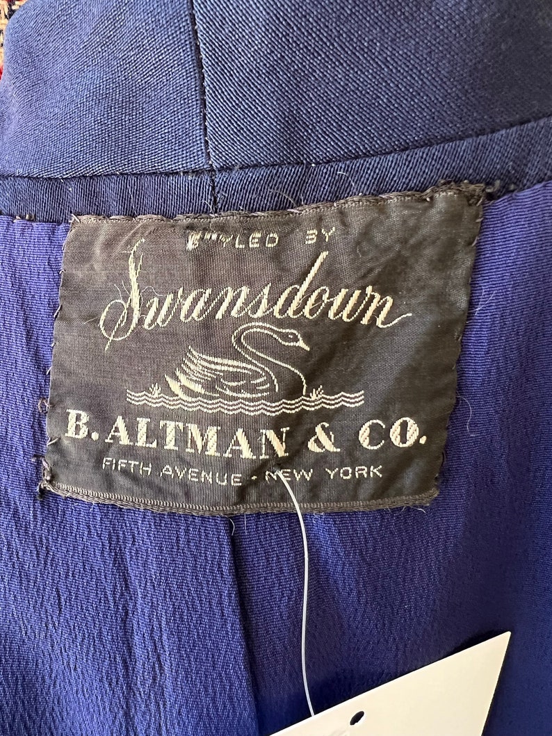40s Navy Blue Wool Gabardine Suit Jacket Blazer by Swansdown Size XS / S image 10