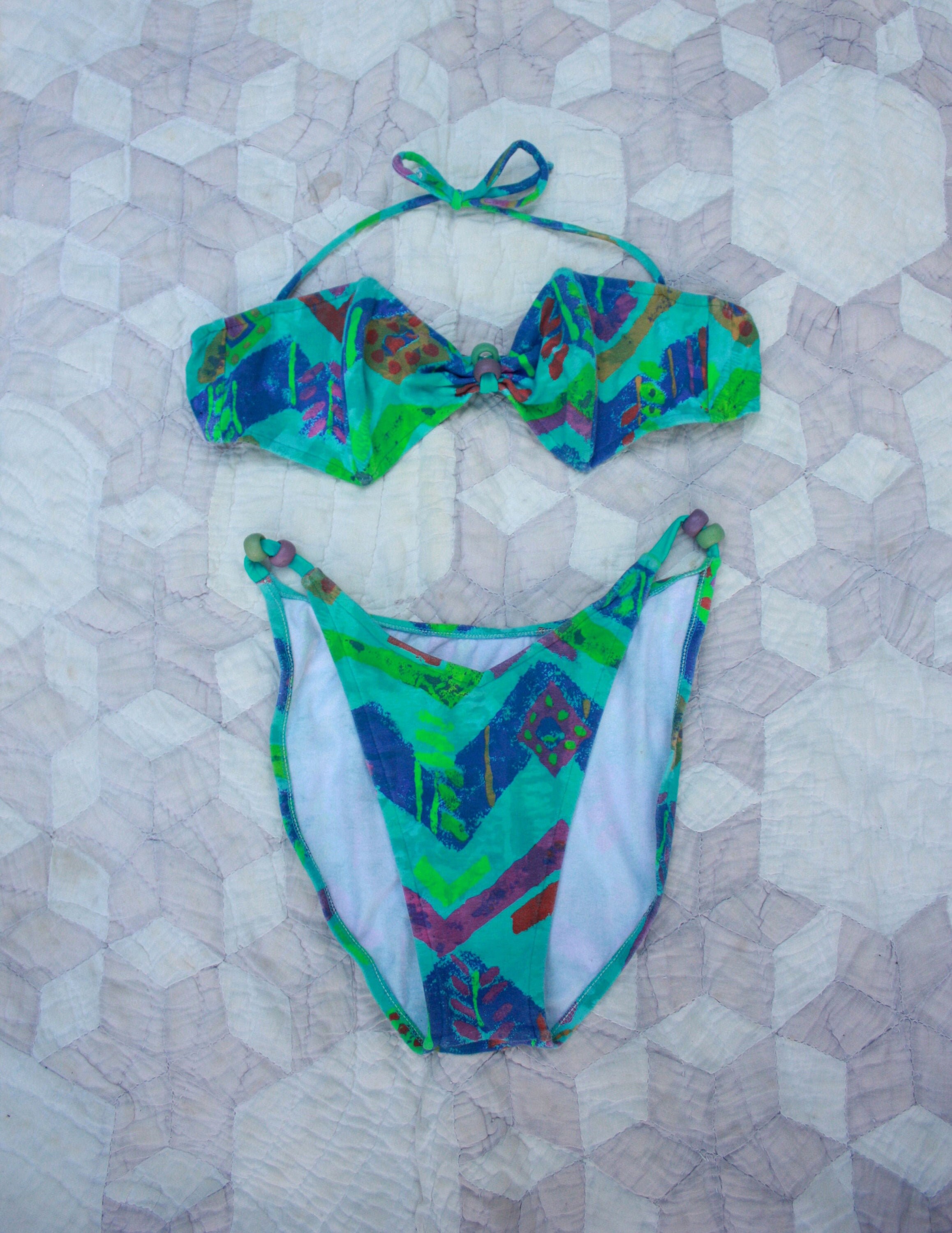 neon high cut bikini