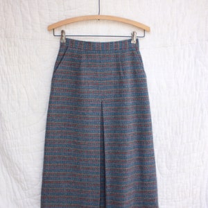 80s does 40s Moody Gray Wool Polka Dot Midi Skirt Preppy Size XS image 4
