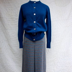 80s does 40s Moody Gray Wool Polka Dot Midi Skirt Preppy Size XS image 3