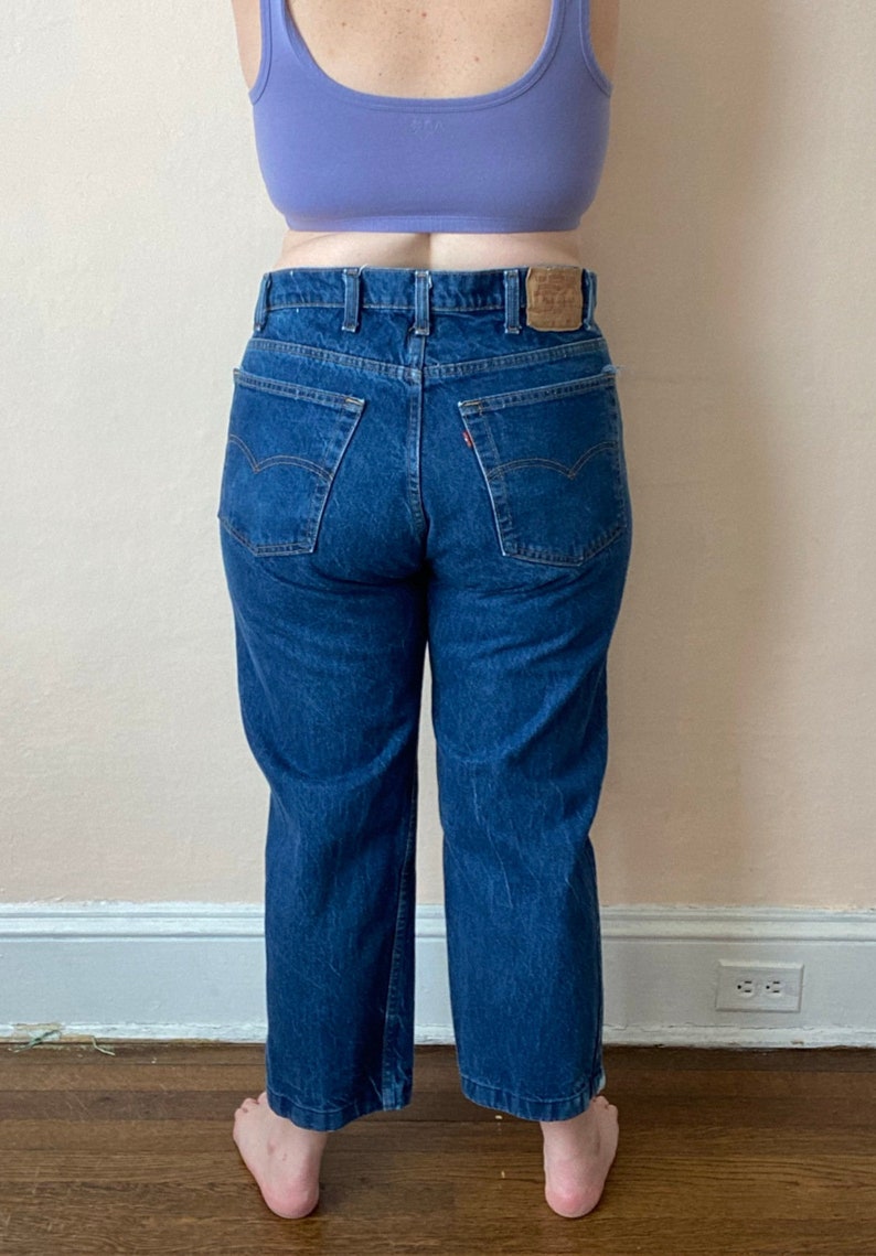 80s Levis 505 Cropped Dark Wash Jeans 