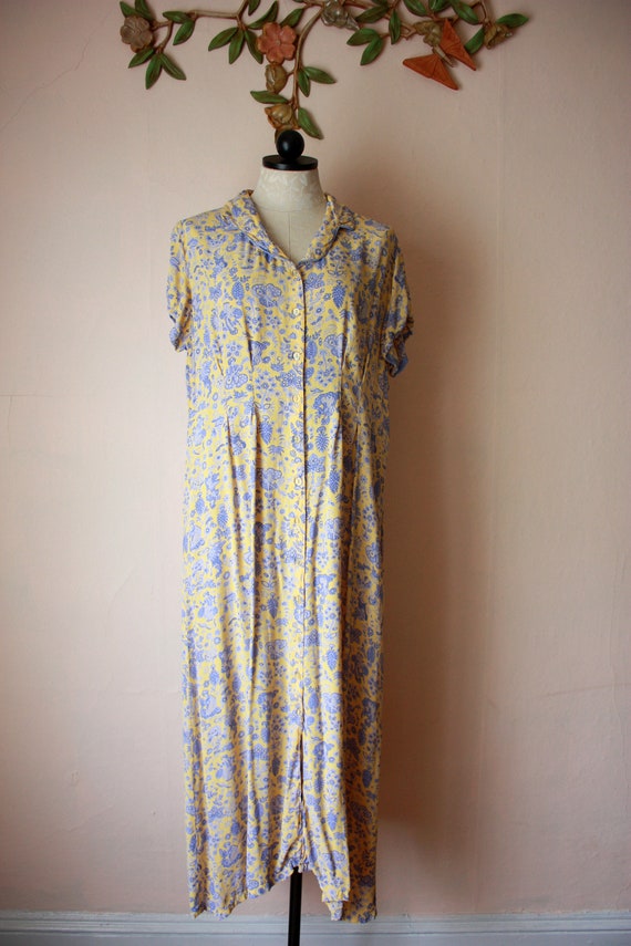 90s does 30s April Cornell Toile Rayon Maxi Dress