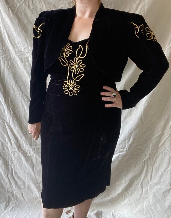 80s Does 40s Crushed Velvet Dress and 