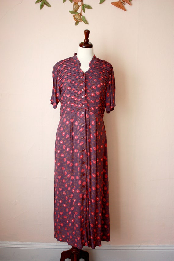 90s does 30s April Cornell Floral Rayon Maxi Dress