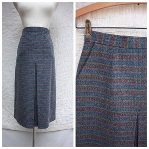 80s does 40s Moody Gray Wool Polka Dot Midi Skirt Preppy Size XS image 1