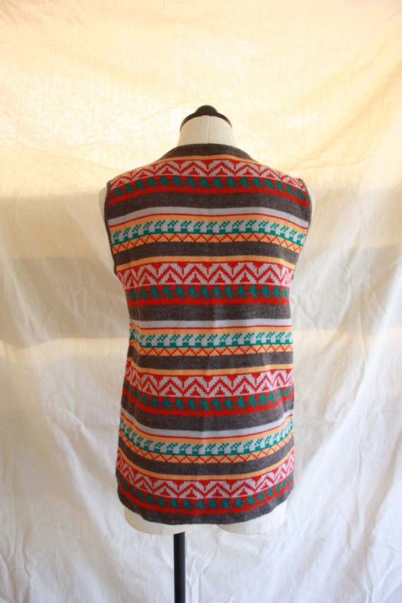 70s Deadstock Fair Isle Sweater Vest Tie Front Si… - image 5