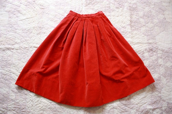 50s Corduroy Circle Skirt Rust Red Orange Size XXS