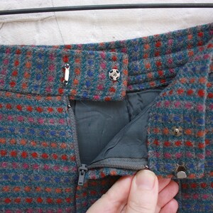 80s does 40s Moody Gray Wool Polka Dot Midi Skirt Preppy Size XS image 7