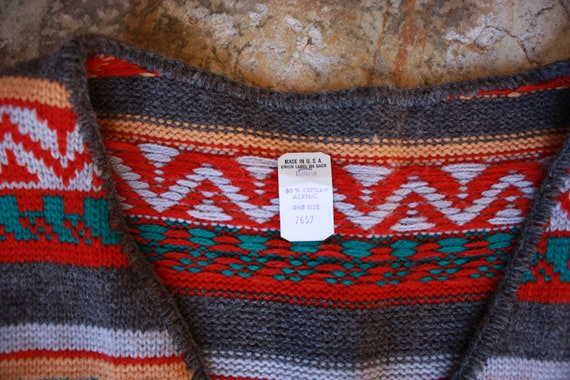 70s Deadstock Fair Isle Sweater Vest Tie Front Si… - image 6