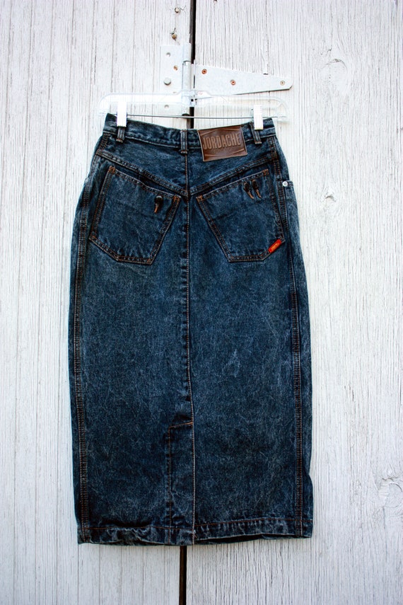 80s Jordache Denim Midi Skirt Acid Wash Size S