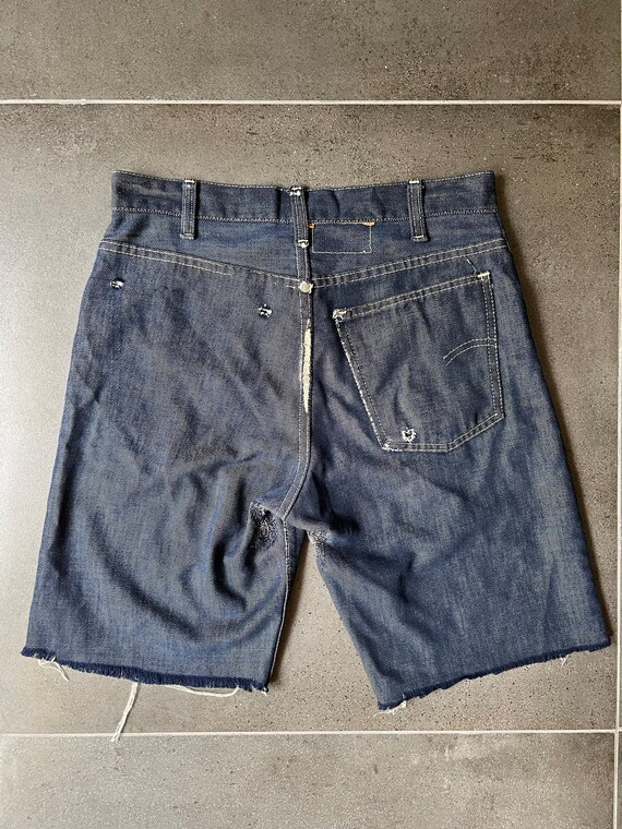 70s Distressed Levis Dark Wash Cutoff Jean Shorts… - image 1