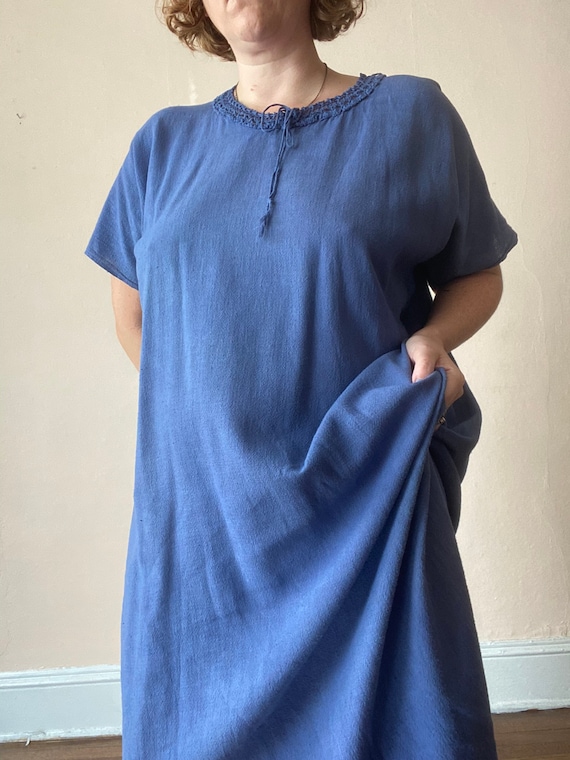 Vintage Hand Dyed Indigo Flour Sack Dress Oversize
