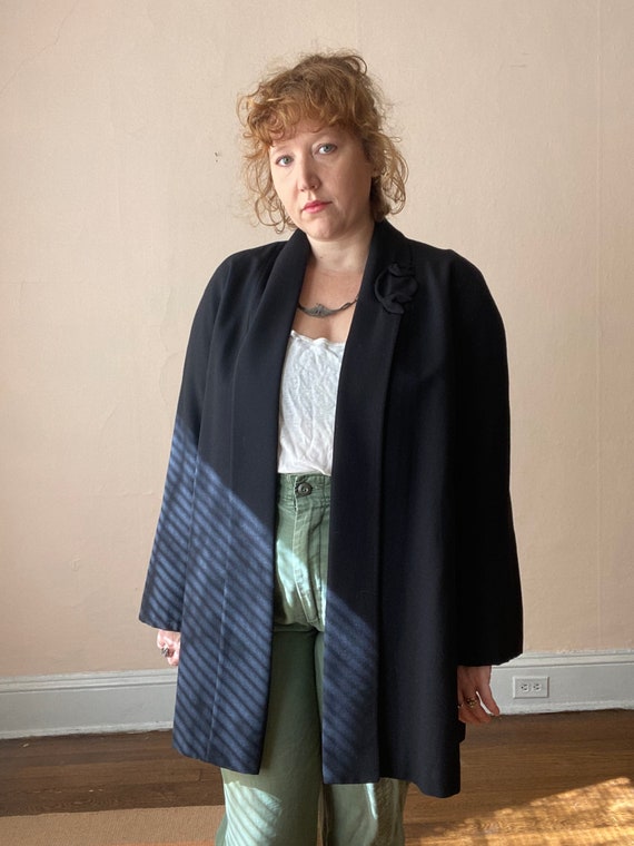 40s 50s Navy Blue Open Blazer Swing Jacket Betty R