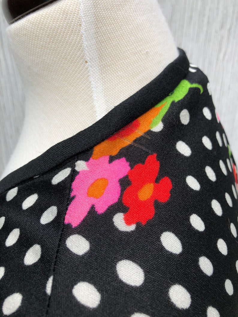 60s 70s Lightweight Polyester Bolero Cardigan Black Polka Dot Neon Floral Size M L