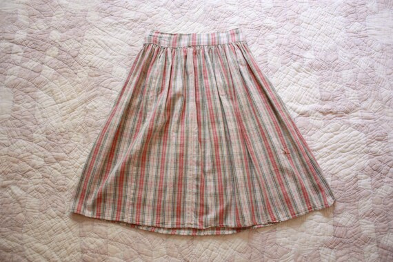 40s Plaid Flannel Skirt Chore Skirt Faded Cotton W