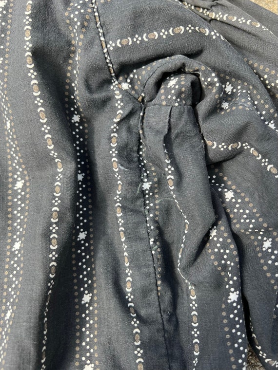Antique Victorian Black Calico Blouse with Star P… - image 3