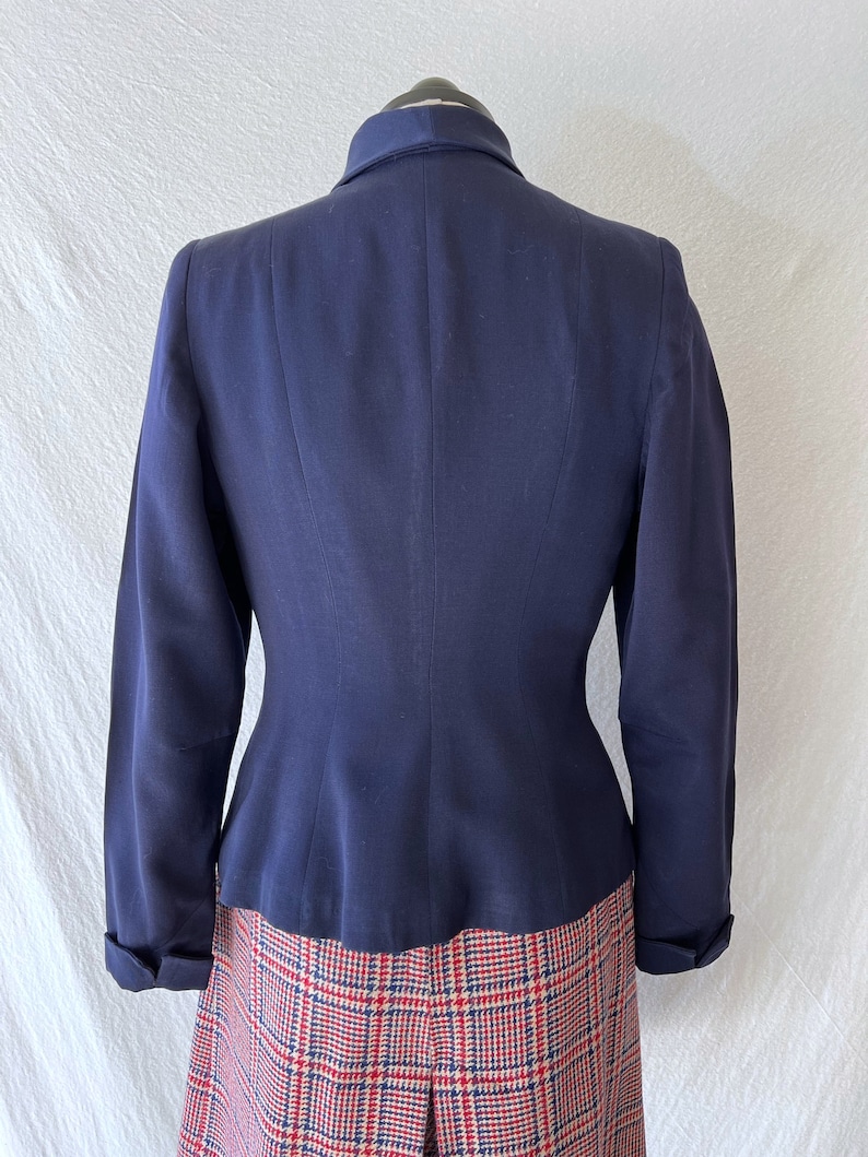 40s Navy Blue Wool Gabardine Suit Jacket Blazer by Swansdown Size XS / S image 4