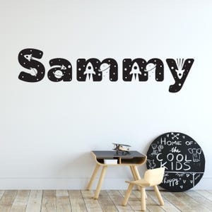 Custom Name Space Wall Decal for Kids - Personalized Rocket Ship Name Sticker - Outer Space Wall Art - Nursery or Bedroom Decor CV-001