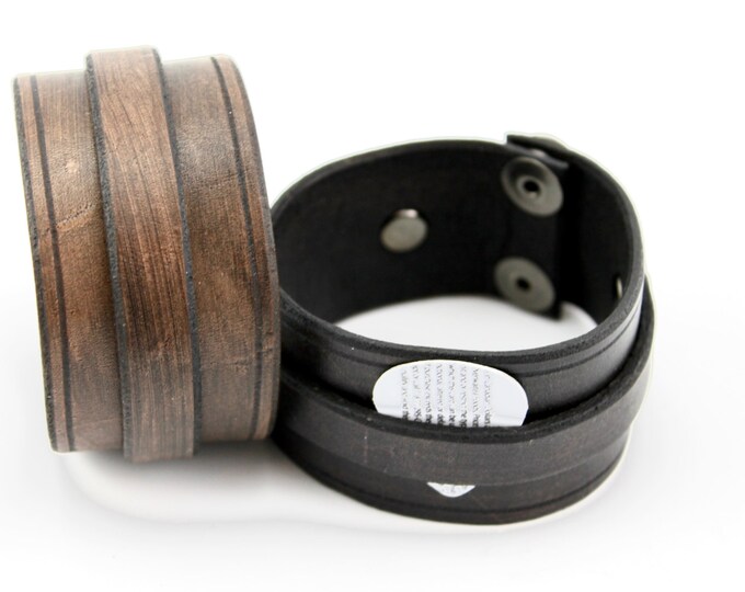Leather Guitar Pick Cuff, Genuine Leather Bracelet, Real Leather Cuff